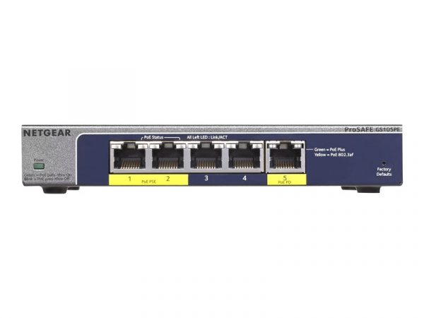 NETGEAR Plus GS105PE - switch - 5 ports - managed (NET-GS105PE-10000S)
