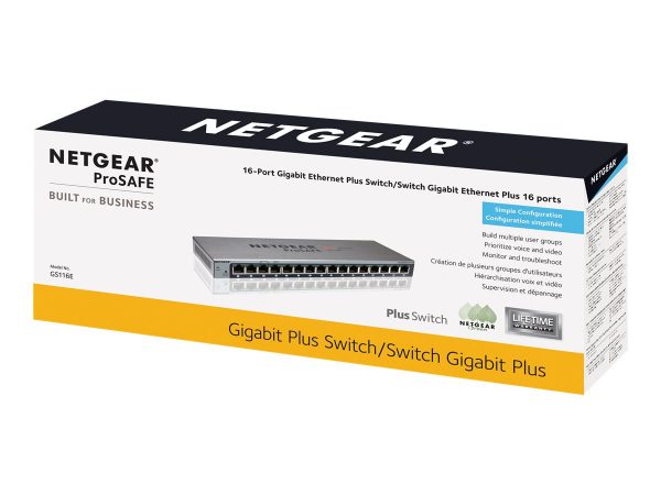 NETGEAR Plus GS116Ev2 - switch - 16 ports - managed (NET-GS116E-200NAS)