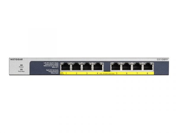 NETGEAR GS108PP - switch - 8 ports - rack-mountable (NET-GS108PP-100NAS)