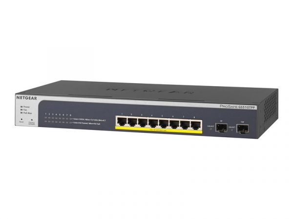NETGEAR Smart GS510TPP - switch - 8 ports - smart - rack-m (NET-GS510TPP-100NAS)