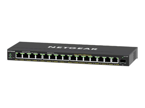 NETGEAR 16-Port PoE+ Gigabit Ethernet Plus Switch (180W) with 1 (GS316EP-100NAS)