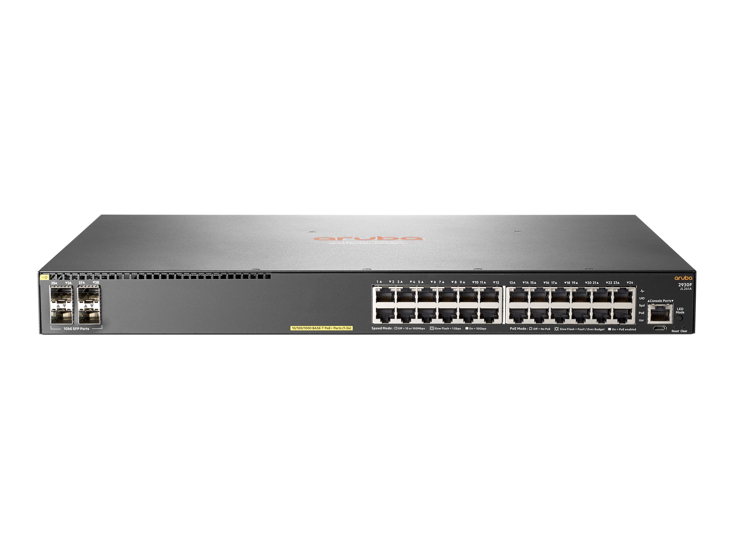 HPE Aruba 2930F 24G PoE+ 4SFP - switch - 24 ports - managed - rack-moun (JL261A)