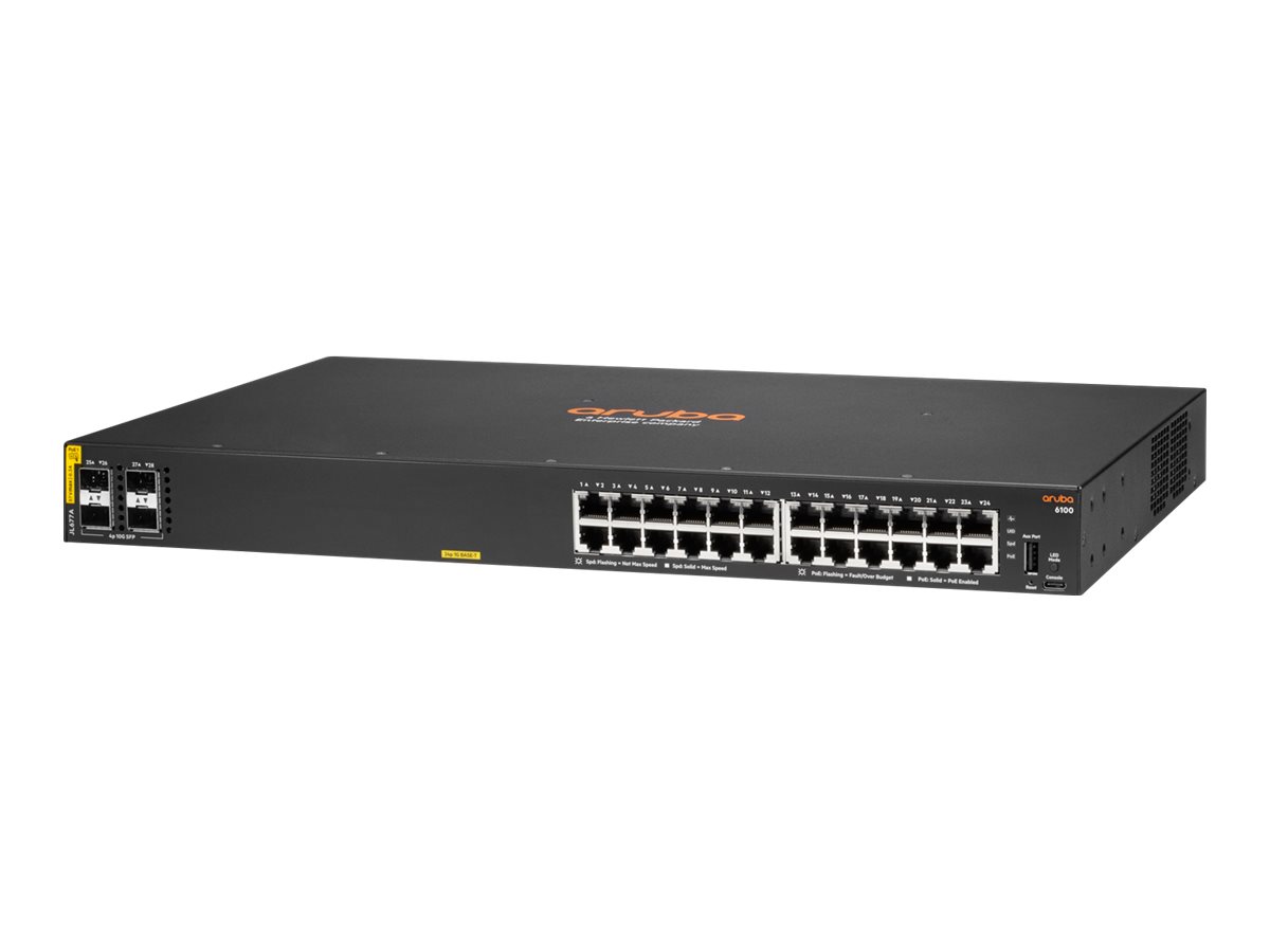 HPE Aruba 6100 24G Class4 PoE 4SFP+ - switch - 28 ports - managed - rac (JL677A)